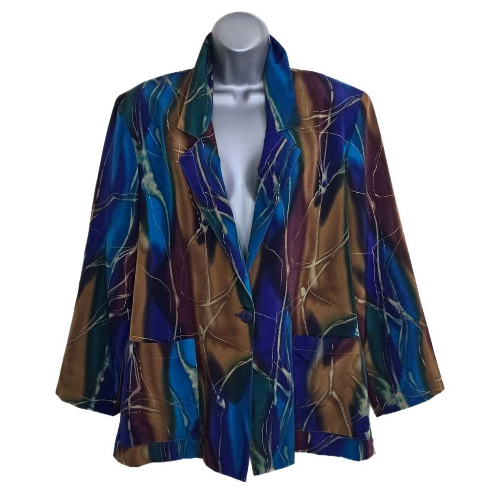 Caribou New York Vintage Abstract Print Single-Button Blazer Size M